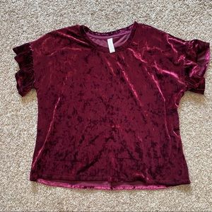 Maroon Velvet Ruffle Blouse Size Large